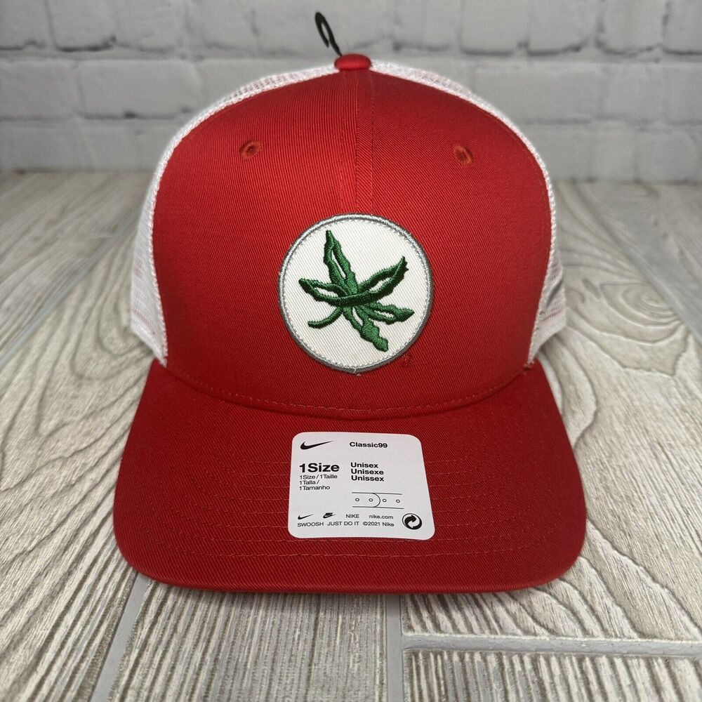Nike Ohio State Buckeyes Leaf Logo Patch Classic 99 Trucker Hat Cap Snapback New